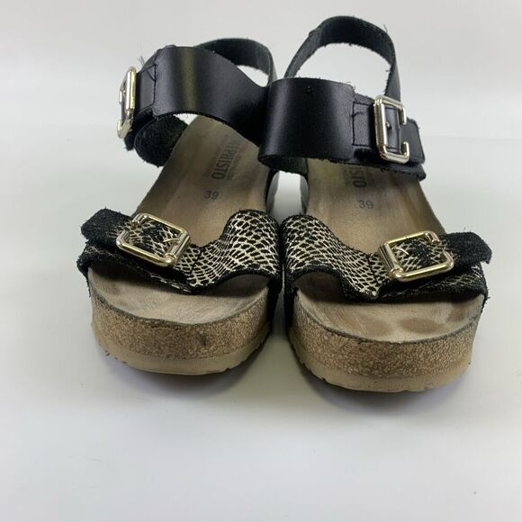 Mephisto Lissandra Wedge Sandals Adjustable Comfort Black Condor Leather 39 US 9 - Picture 3 of 16